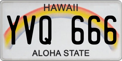 HI license plate YVQ666