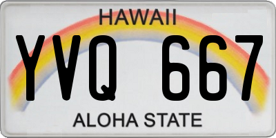 HI license plate YVQ667