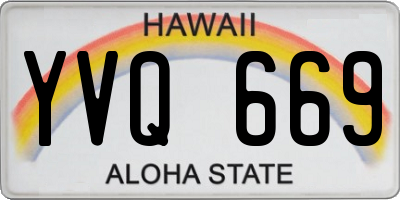 HI license plate YVQ669