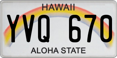 HI license plate YVQ670