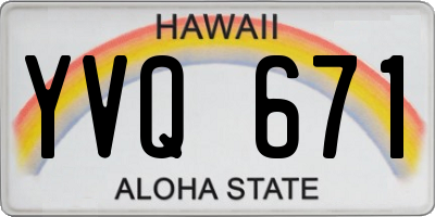 HI license plate YVQ671