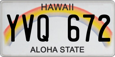 HI license plate YVQ672