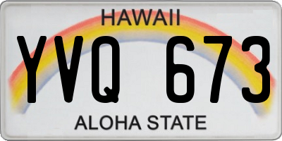 HI license plate YVQ673