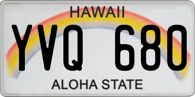 HI license plate YVQ680
