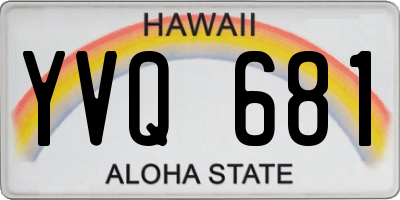 HI license plate YVQ681