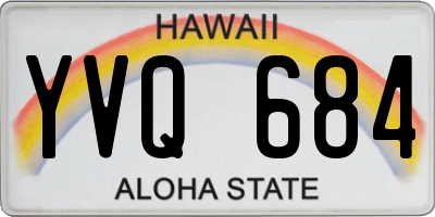 HI license plate YVQ684