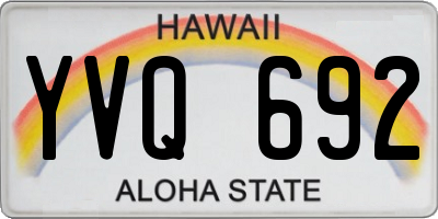 HI license plate YVQ692
