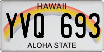 HI license plate YVQ693