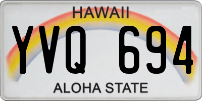 HI license plate YVQ694