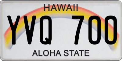 HI license plate YVQ700