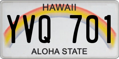 HI license plate YVQ701