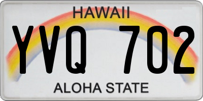 HI license plate YVQ702