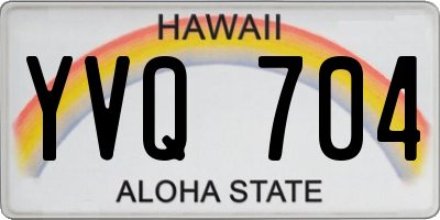 HI license plate YVQ704
