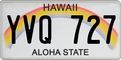 HI license plate YVQ727