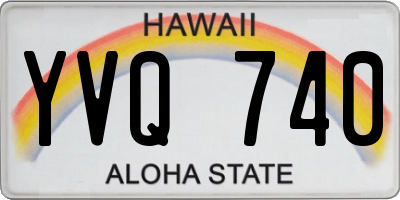 HI license plate YVQ740
