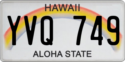 HI license plate YVQ749
