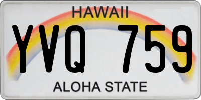 HI license plate YVQ759