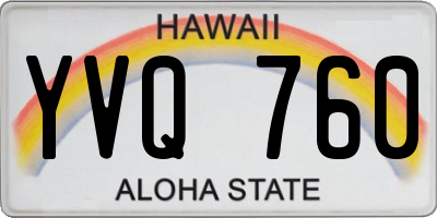 HI license plate YVQ760