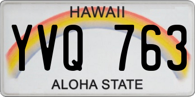 HI license plate YVQ763