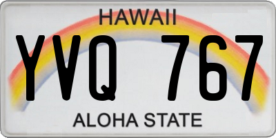 HI license plate YVQ767