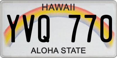 HI license plate YVQ770