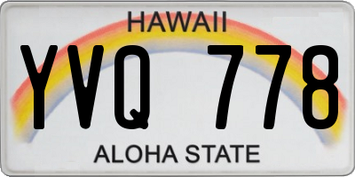HI license plate YVQ778