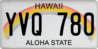 HI license plate YVQ780