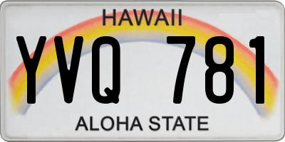HI license plate YVQ781