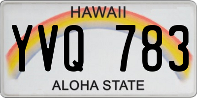 HI license plate YVQ783