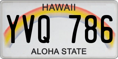 HI license plate YVQ786