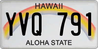 HI license plate YVQ791