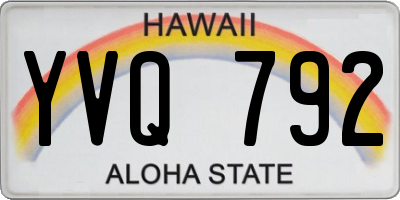 HI license plate YVQ792