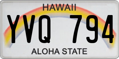 HI license plate YVQ794