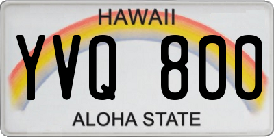 HI license plate YVQ800