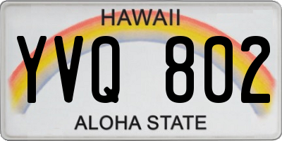 HI license plate YVQ802