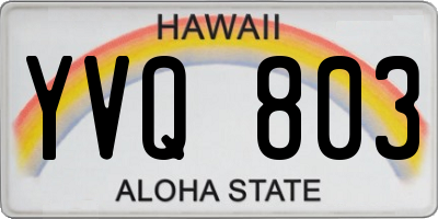 HI license plate YVQ803