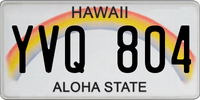 HI license plate YVQ804