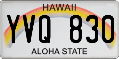 HI license plate YVQ830