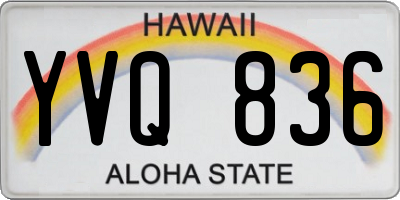 HI license plate YVQ836