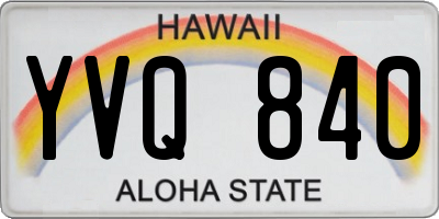 HI license plate YVQ840