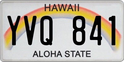 HI license plate YVQ841