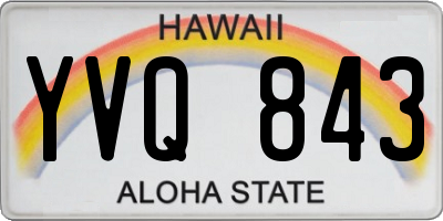 HI license plate YVQ843