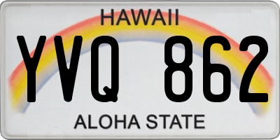 HI license plate YVQ862