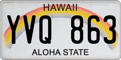 HI license plate YVQ863