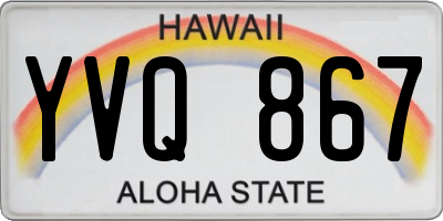 HI license plate YVQ867