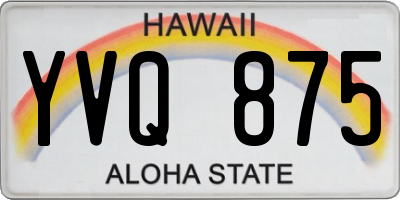 HI license plate YVQ875