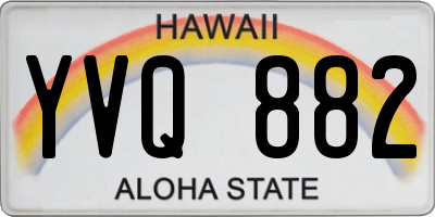 HI license plate YVQ882