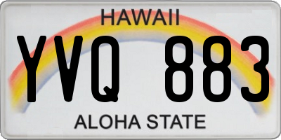 HI license plate YVQ883