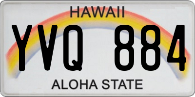 HI license plate YVQ884