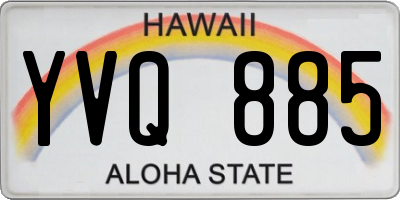 HI license plate YVQ885